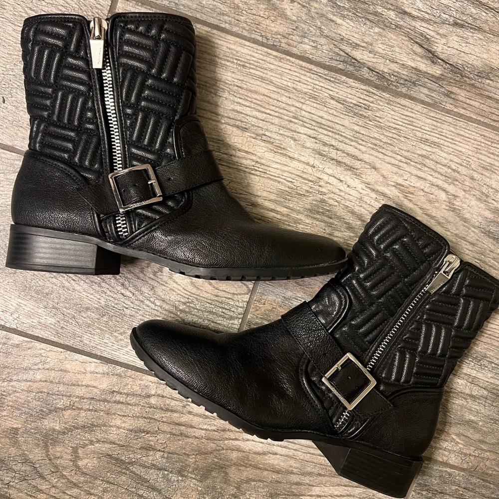 Calvin Klein quilted leather zip up boots